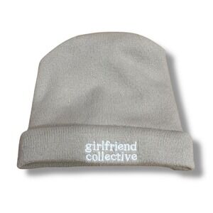 Girlfriend Collective Tan Ribbed Knit Recycled Polyester Beanie Hat One Size